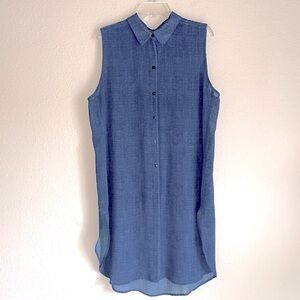 Gorgeous Chico’s Tunic Length Semi-Sheer Button Down Sz 3 XL 1X